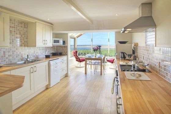 Kitchen with views to the coast